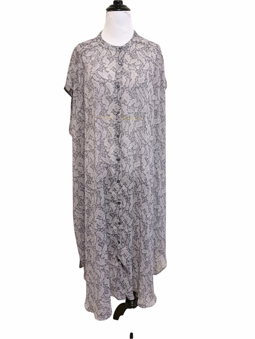 Terawear emu XL paisley sheer button front maxi duster cover up